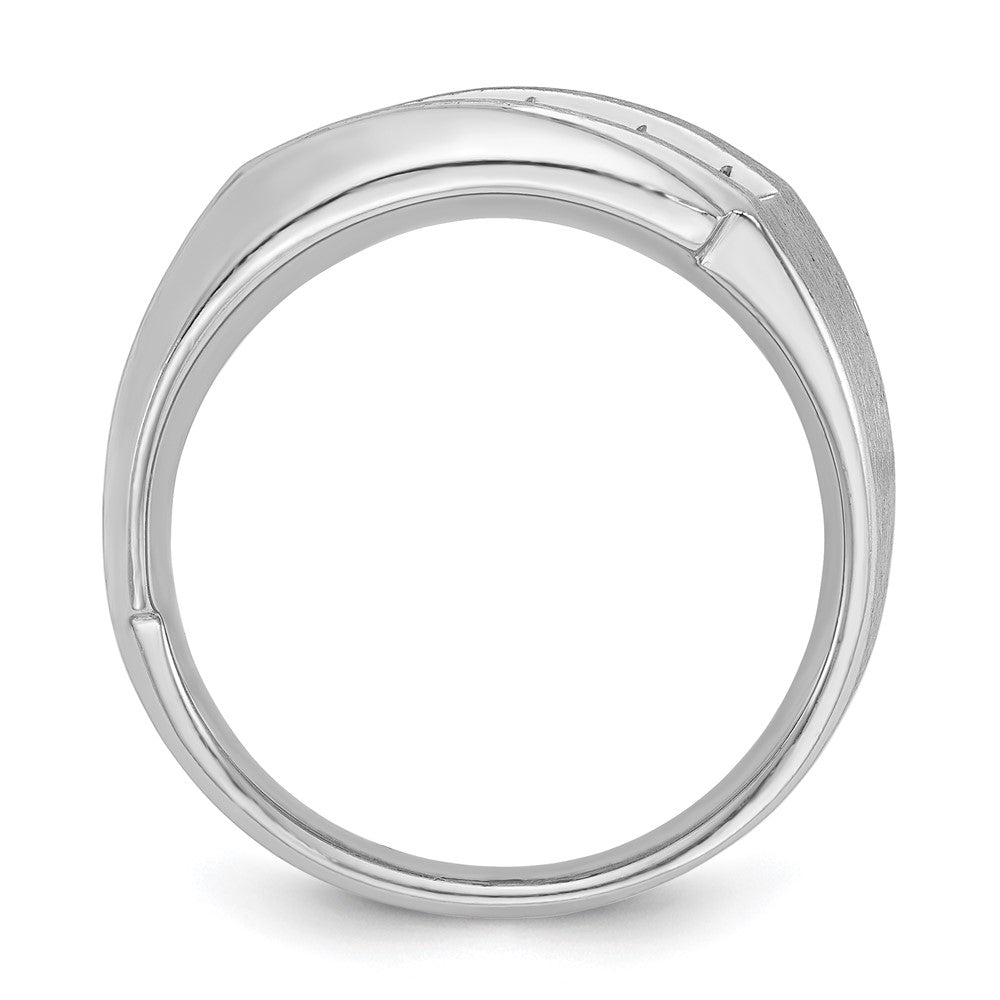 14k White Gold IBGoodman Men's Polished & Satin 5-Stone Ring Mounting