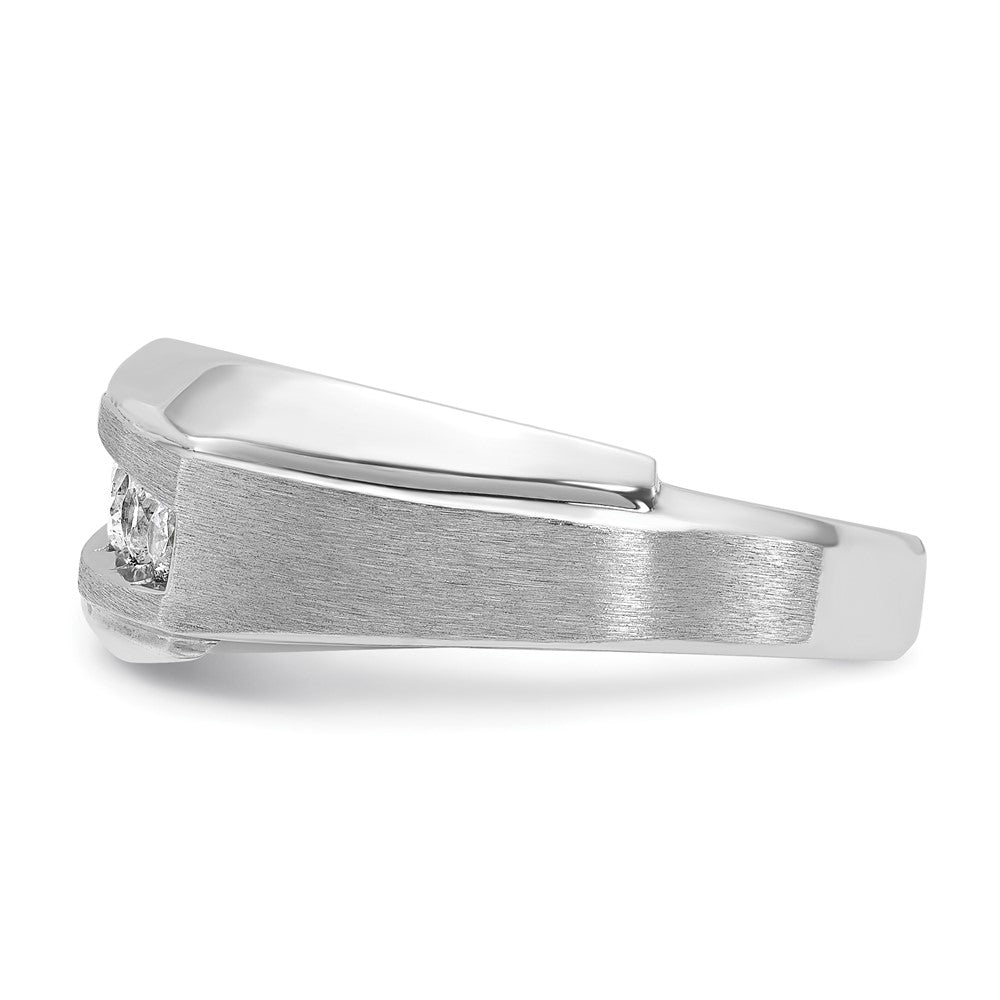 14k White Gold IBGoodman Men's Polished & Satin 5-Stone Diamond Ring