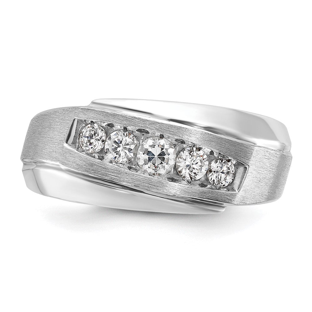 14k White Gold IBGoodman Men's Polished & Satin 5-Stone Diamond Ring
