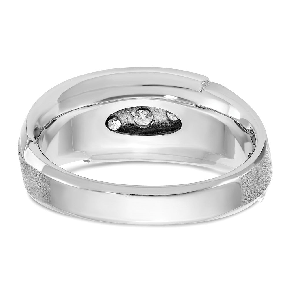14k White Gold IBGoodman Men's Polished & Satin 5-Stone Diamond Ring