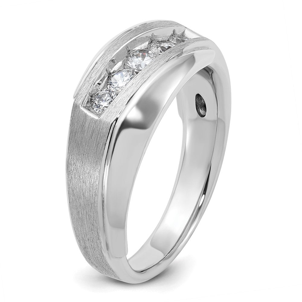 14k White Gold IBGoodman Men's Polished & Satin 5-Stone Ring Mounting