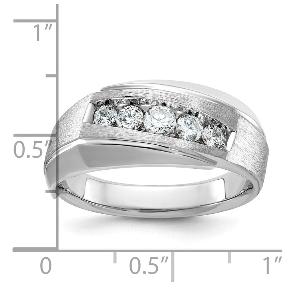 14k White Gold IBGoodman Men's Polished & Satin 5-Stone Diamond Ring