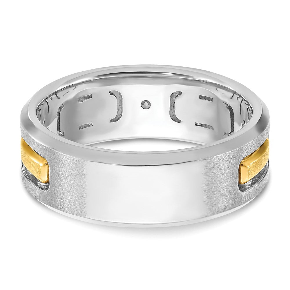 10ktt IBGoodman Men's Polished Satin & Cut-Out 3-Stone Ring Mounting