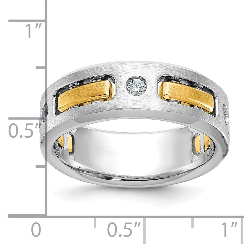 10ktt IBGoodman Men's Polished Satin & Cut-Out 3-Stone Diamond Ring