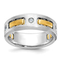 10ktt IBGoodman Men's Polished Satin & Cut-Out 3-Stone Ring Mounting