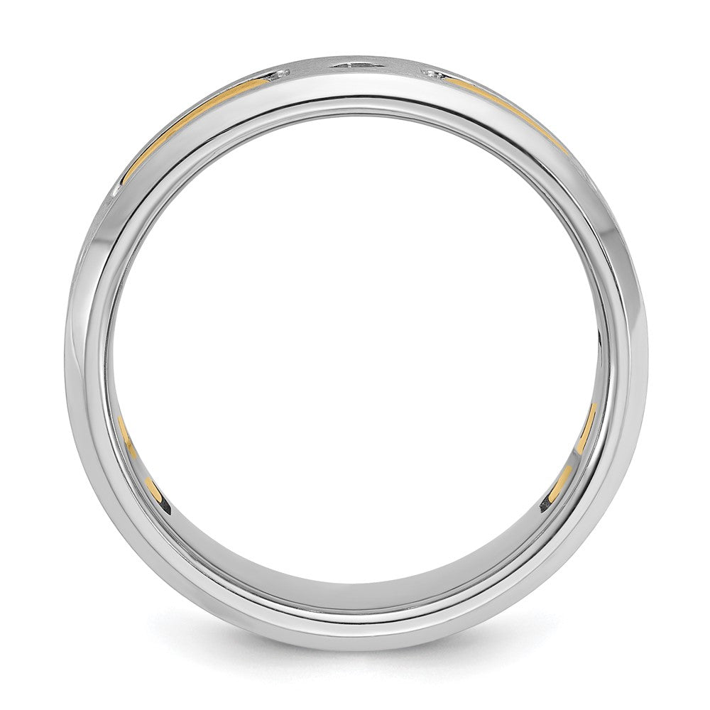 14ktt IBGoodman Men's Polished Satin & Cut-Out 3-Stone Ring Mounting