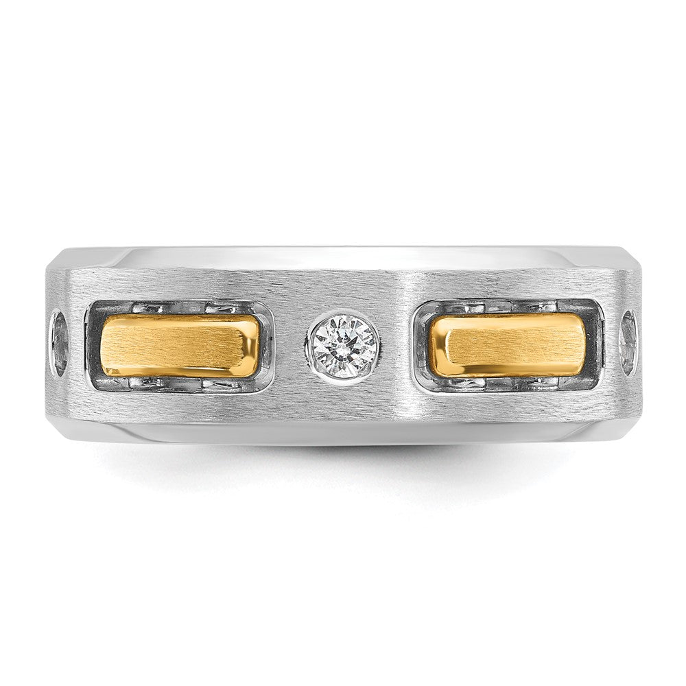 14ktt IBGoodman Men's Polished Satin & Cut-Out 3-Stone Ring Mounting