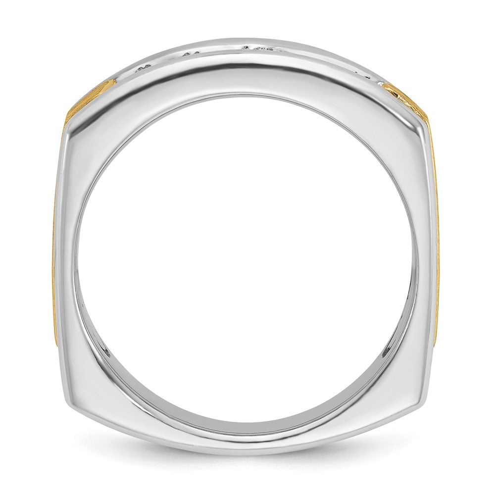 14k Two-tone IBGoodman Men's Polished & Satin 5-Stone Ring Mounting