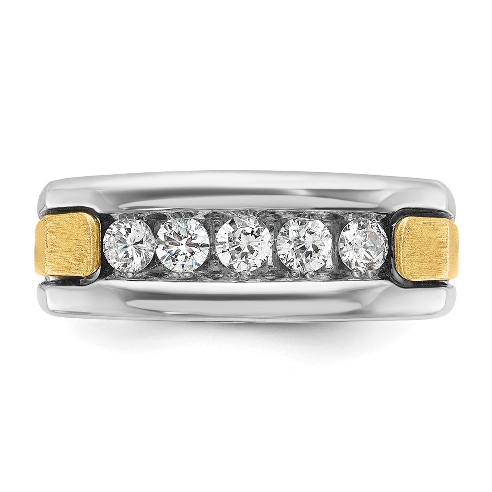 14k Two-tone IBGoodman Men's Polished & Satin 5-Stone Ring Mounting