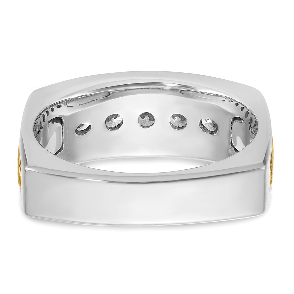 14k Two-tone IBGoodman Men's Polished & Satin 5-Stone Ring Mounting