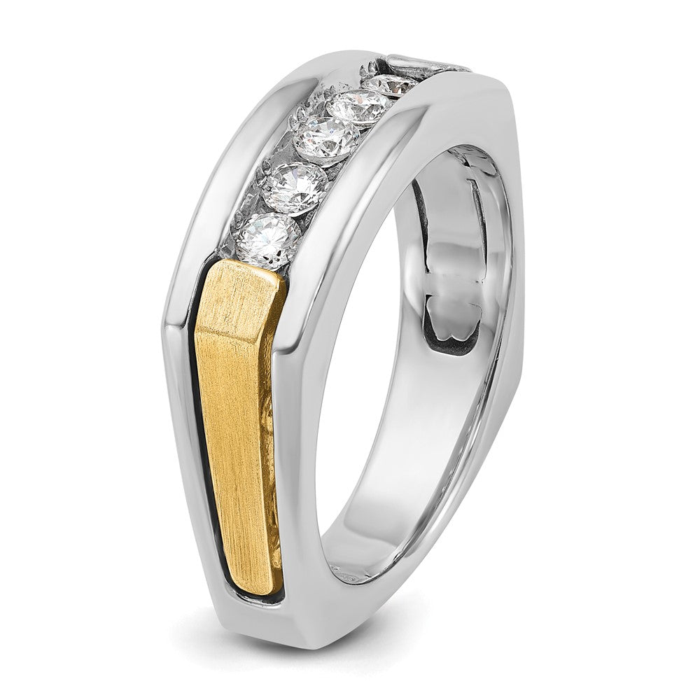 14k Two-tone IBGoodman Men's Polished & Satin 5-Stone Ring Mounting