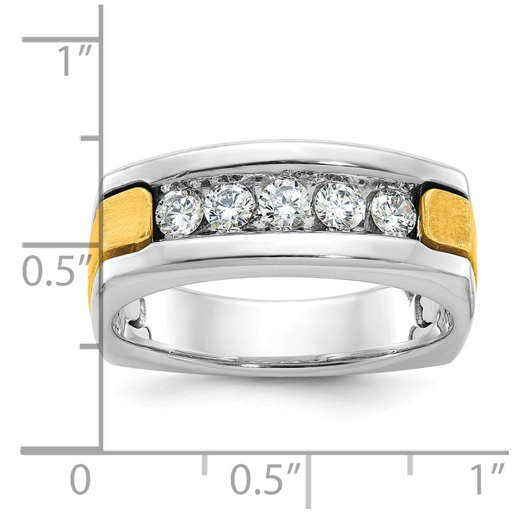 14k Two-tone IBGoodman Men's Polished & Satin 5-Stone Diamond Ring