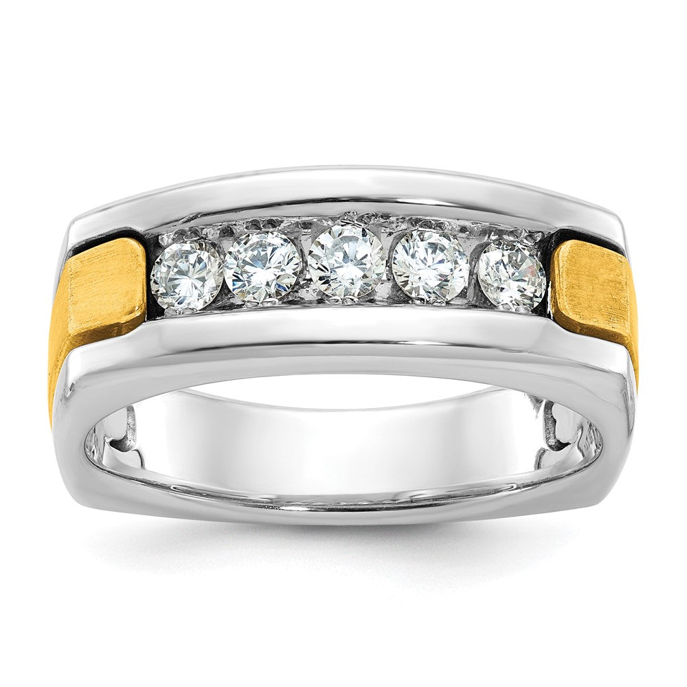 14k Two-tone IBGoodman Men's Polished & Satin 5-Stone Ring Mounting