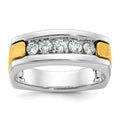 14k Two-tone IBGoodman Men's Polished & Satin 5-Stone Ring Mounting