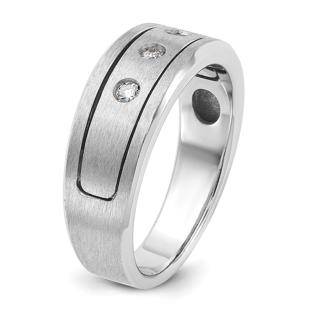 14k WG IBGoodman Men's Polished/Satin/Antiqued Diamond Complete Ring