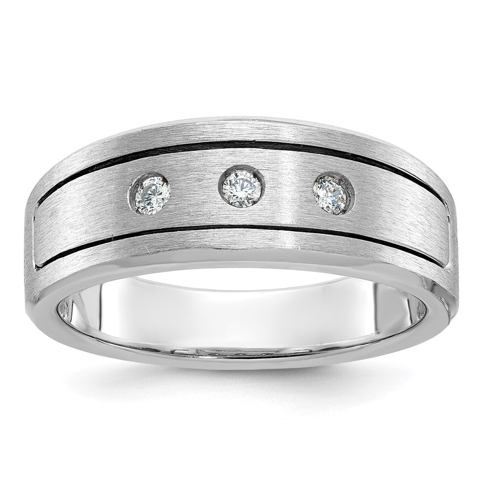 14k WG IBGoodman Men's Polished/Satin/Antiqued Diamond Complete Ring