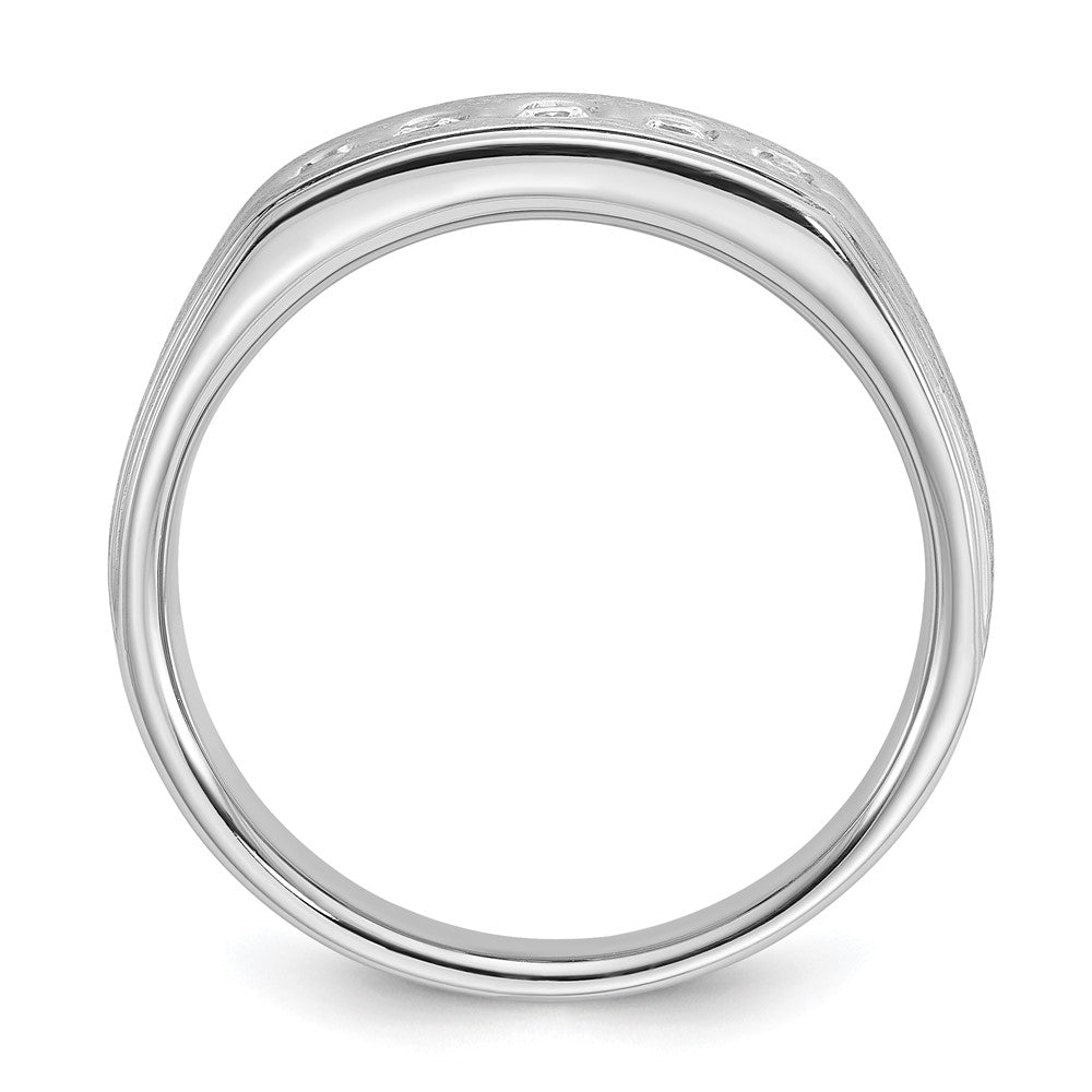 14kw IBGoodman Men's Polished Satin & Grooved 5-Stone Ring Mtg