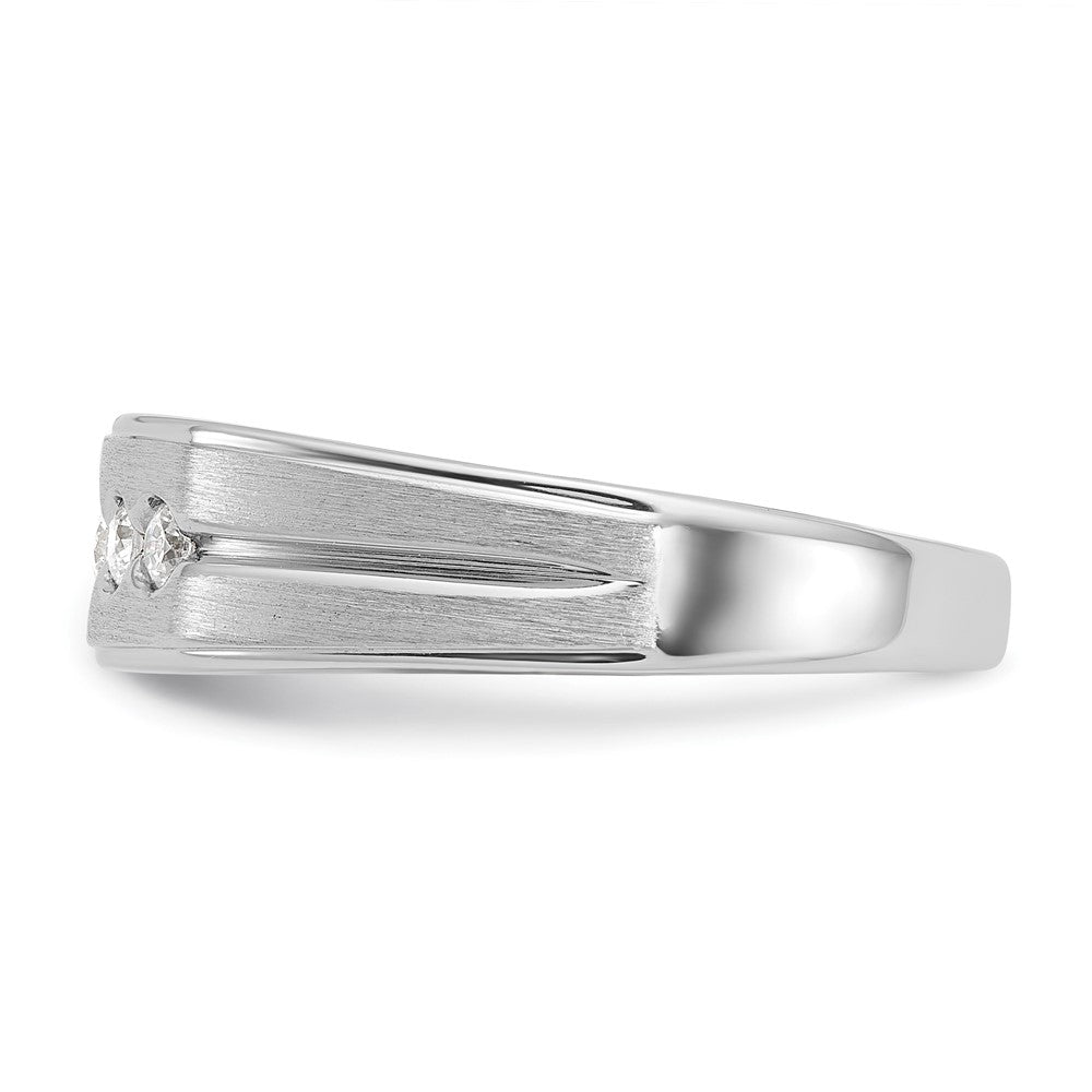 14kw IBGoodman Men's Polished Satin & Grooved Diamond 5-Stone Ring