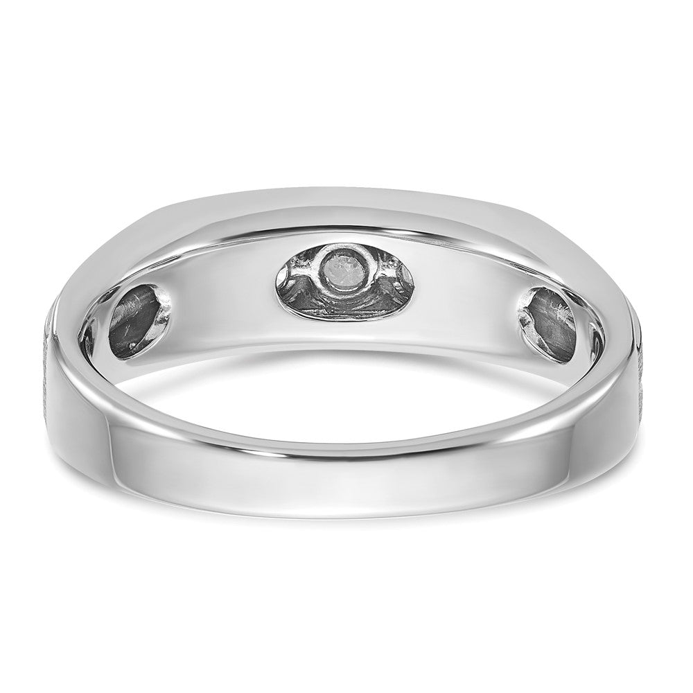 14kw IBGoodman Men's Polished Satin & Grooved 5-Stone Ring Mtg
