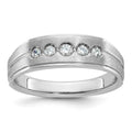 14kw IBGoodman Men's Polished Satin & Grooved Diamond 5-Stone Ring