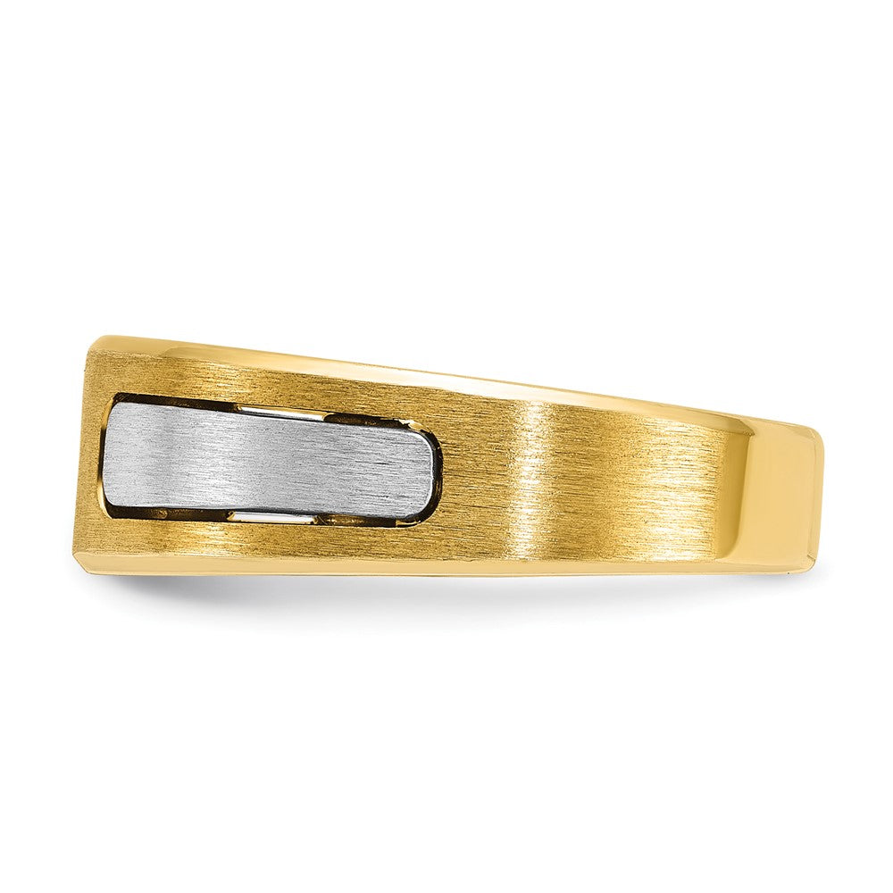 14k Two-tone IBGoodman Men's Polished and Satin Diamond Complete Ring