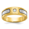 14k Two-tone IBGoodman Men's Polished and Satin Diamond Complete Ring