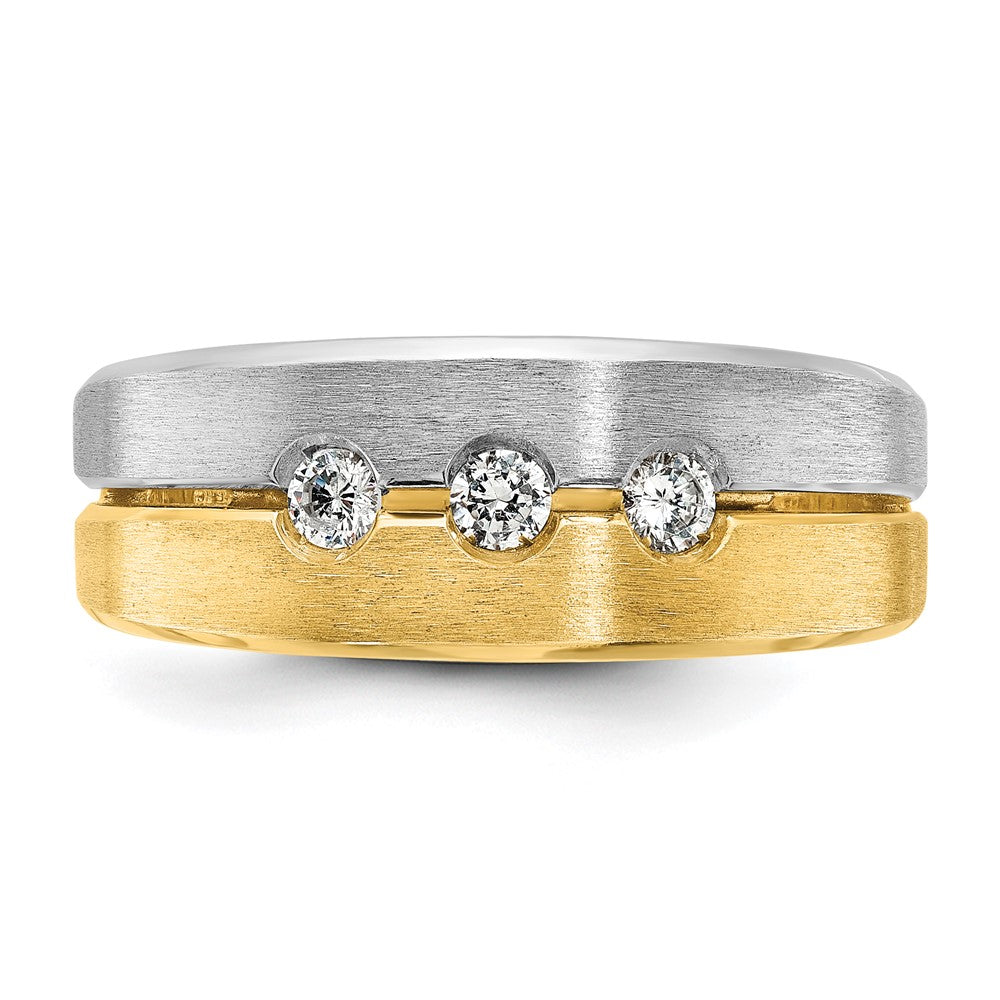 14k Two-tone IBGoodman Men's Polished and Satin Diamond Ring Mounting