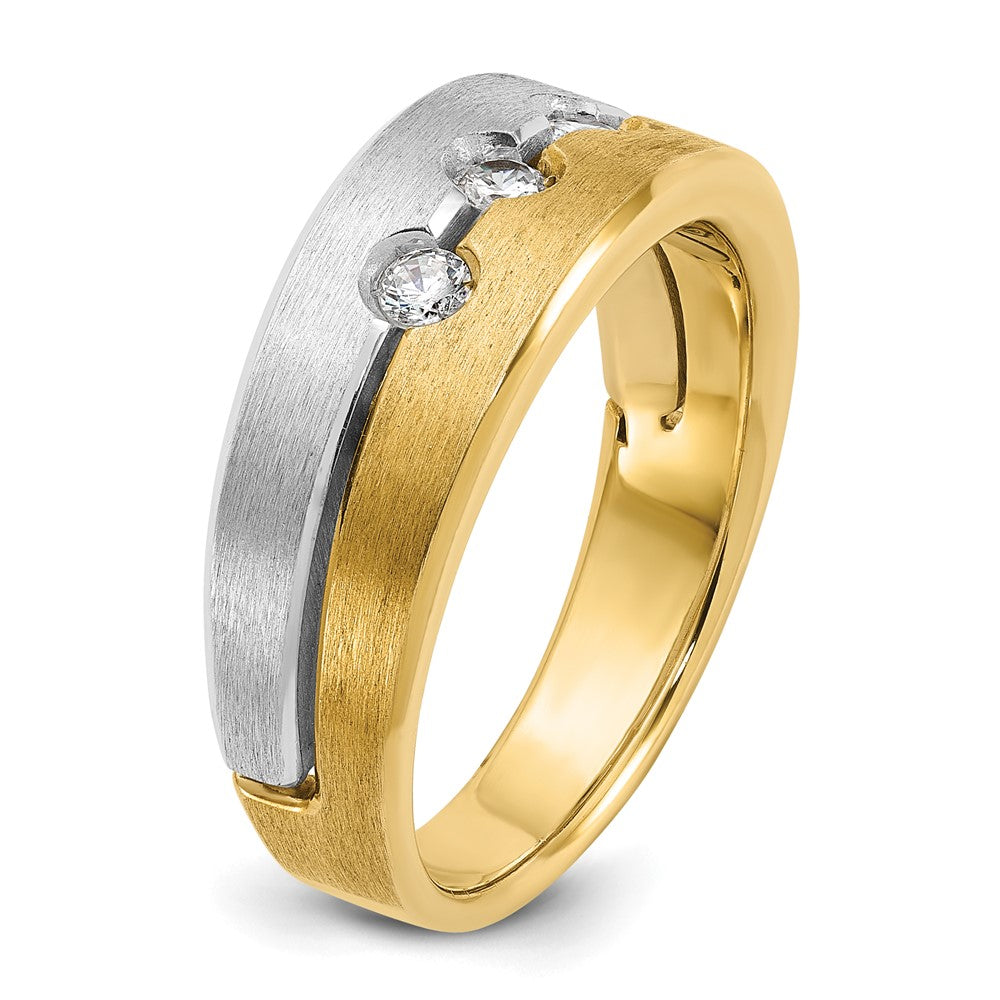14k Two-tone IBGoodman Men's Polished and Satin Diamond Ring Mounting