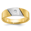 14k Two-tone IBGoodman Men's Polished and Satin Diamond Complete Ring