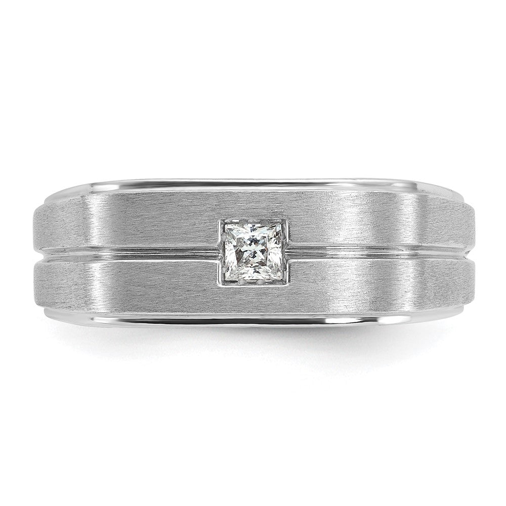 14k White Gold IBGoodman Men's Polished/Satin Diamond Complete Ring