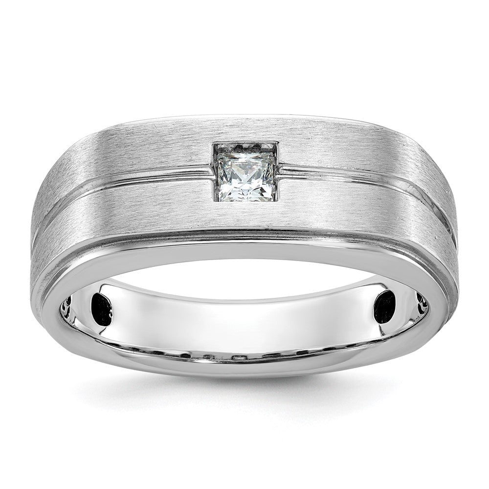 14k White Gold IBGoodman Men's Polished/Satin Diamond Complete Ring