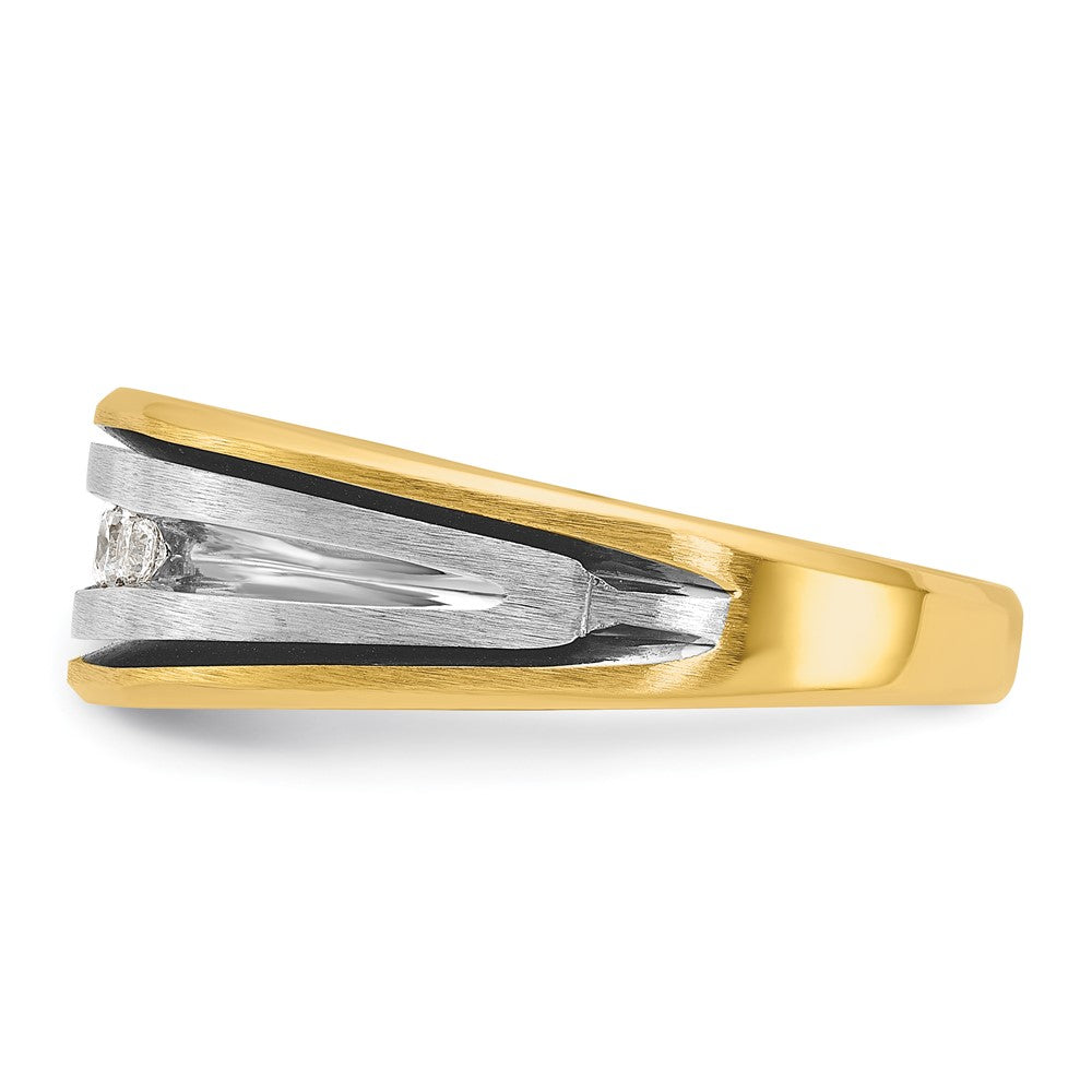 14k Two-tone IBGoodman Men's Polished Satin & Grooved Ring Mounting