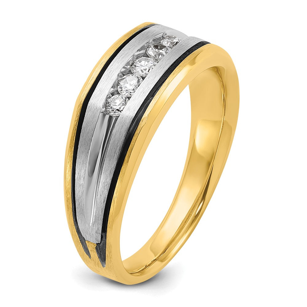 14ktt w/ Black RH IBGoodman Men's Polished & Satin Diamond Ring