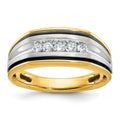 14k Two-tone IBGoodman Men's Polished Satin & Grooved Ring Mounting