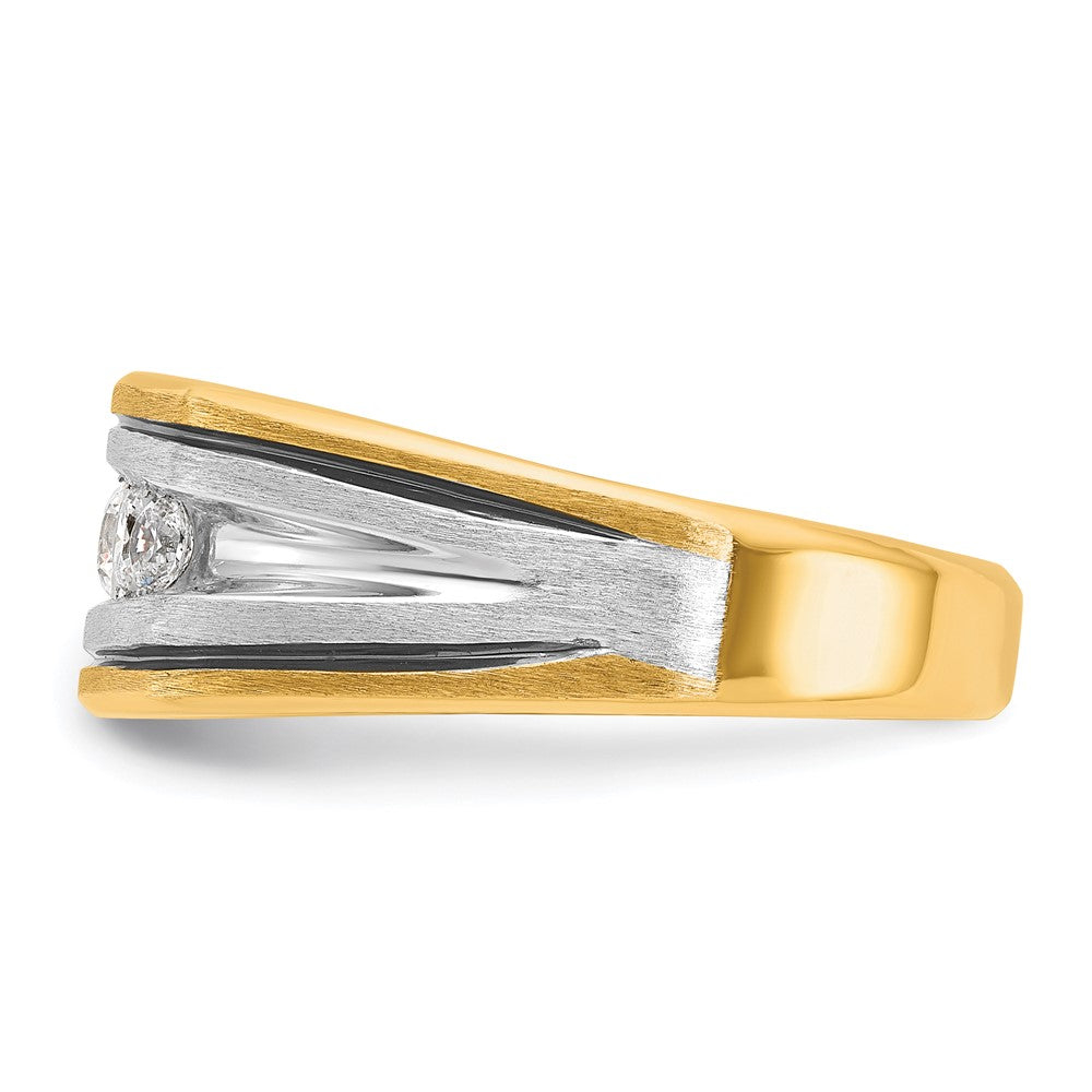 10ktt w/ Black RH IBGoodman Men's Polished/Satin 5-Stone Diamond Ring