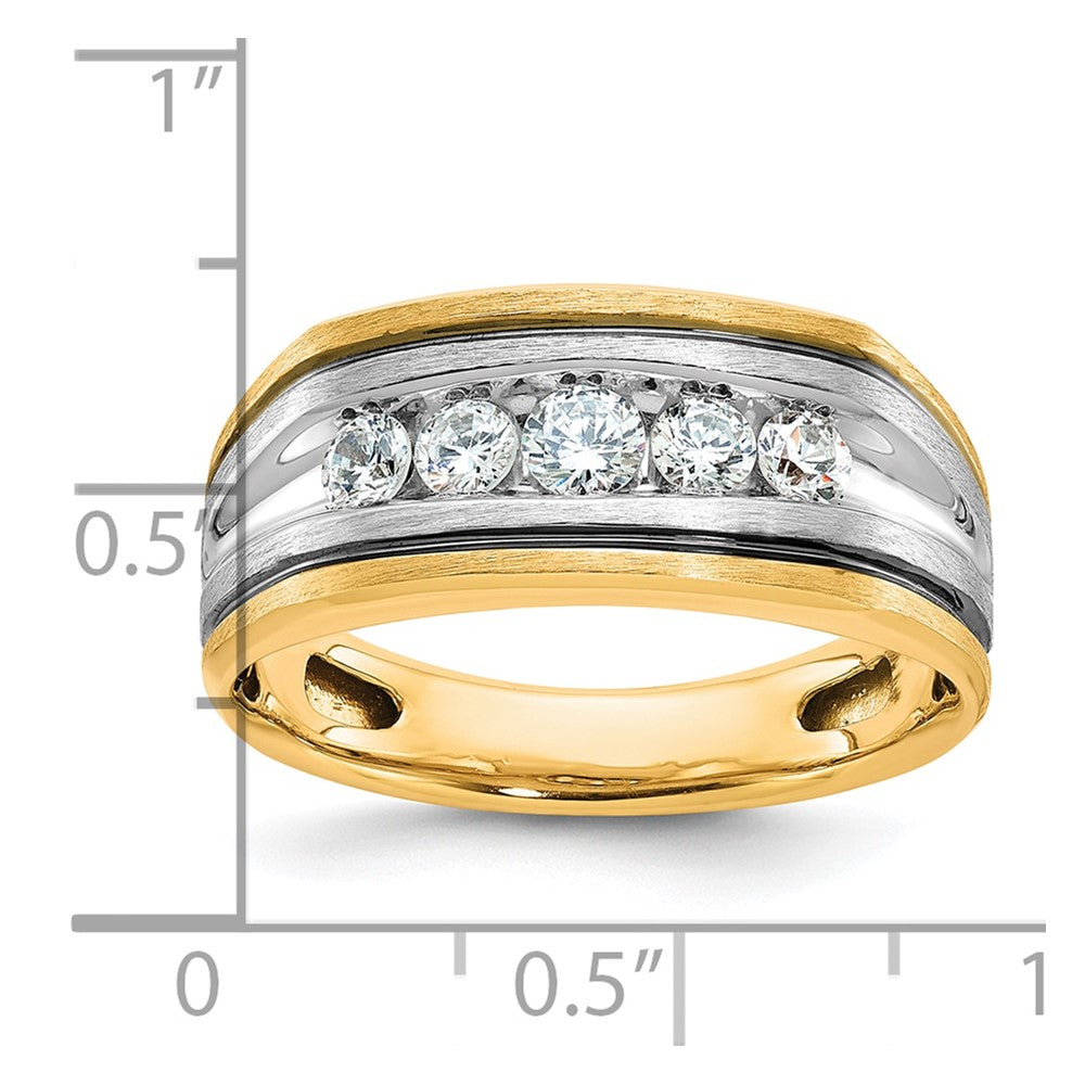 10ktt w/ Black RH IBGoodman Men's Polished/Satin 5-Stone Diamond Ring