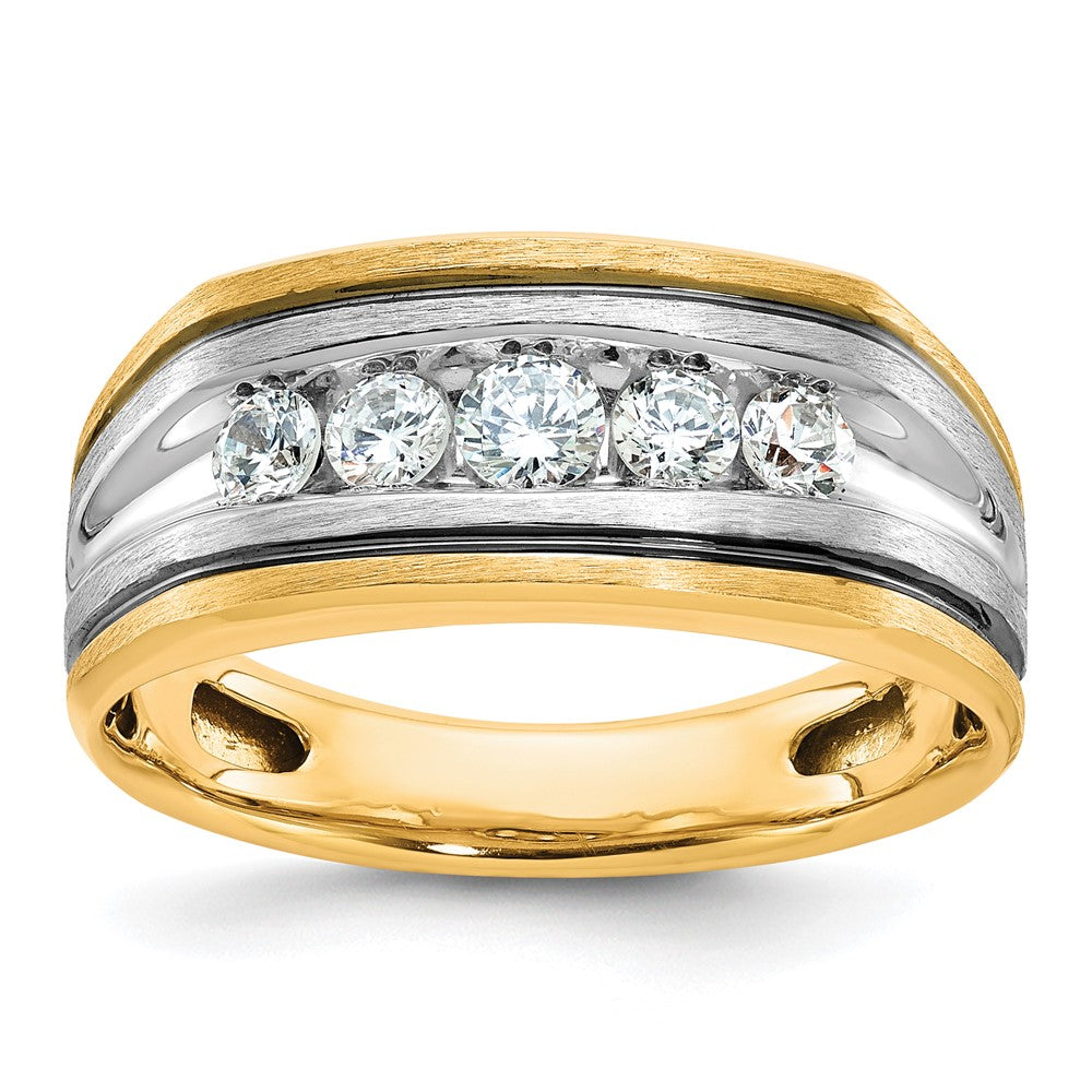 10ktt w/ Black RH IBGoodman Men's Polished/Satin 5-Stone Diamond Ring