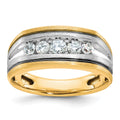 10ktt IBGoodman Men's Polished Satin & Grooved 5-Stone Ring Mounting
