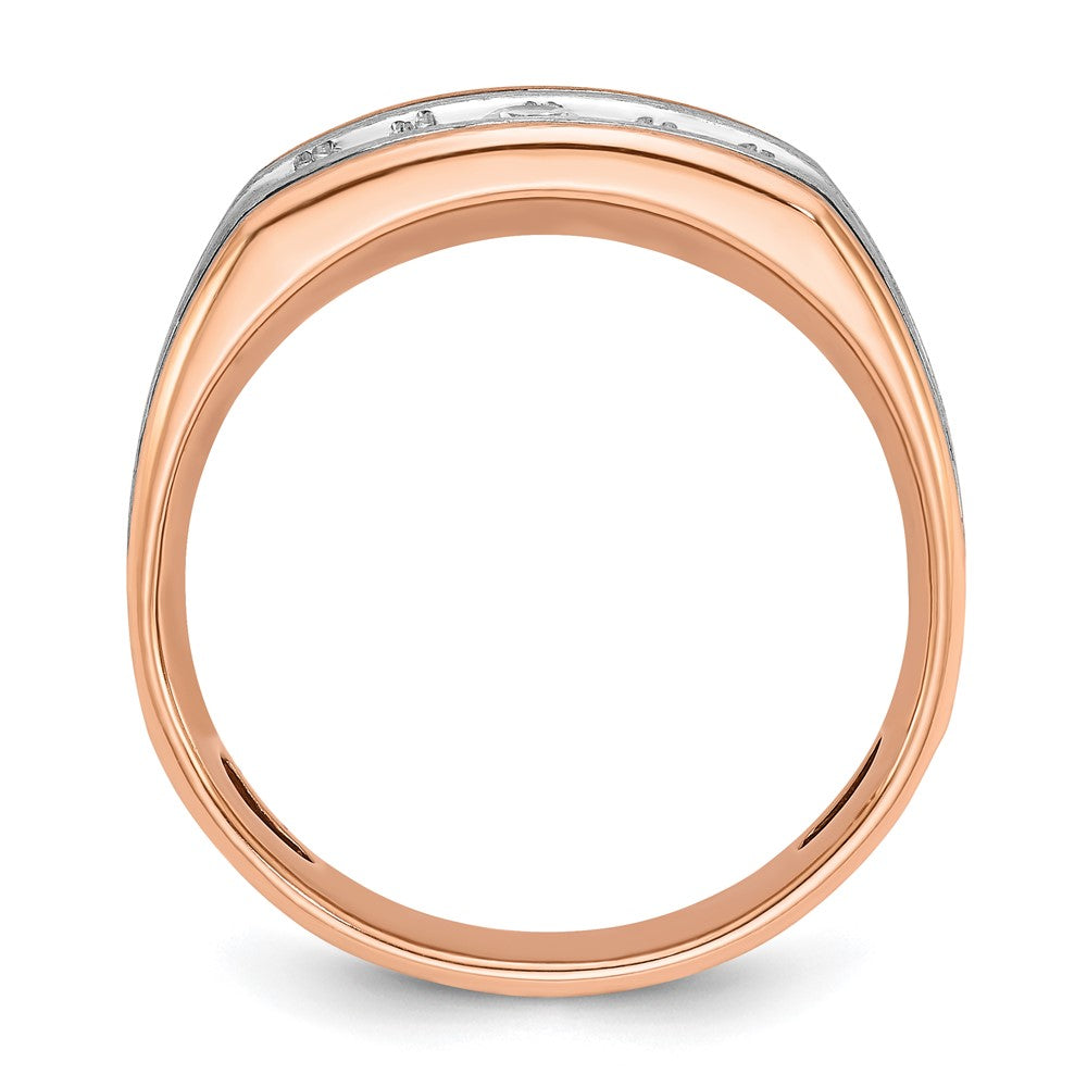 14k White/Rose Gold IBGoodman Men's Polished/Satin 5-Stone Ring Mtg