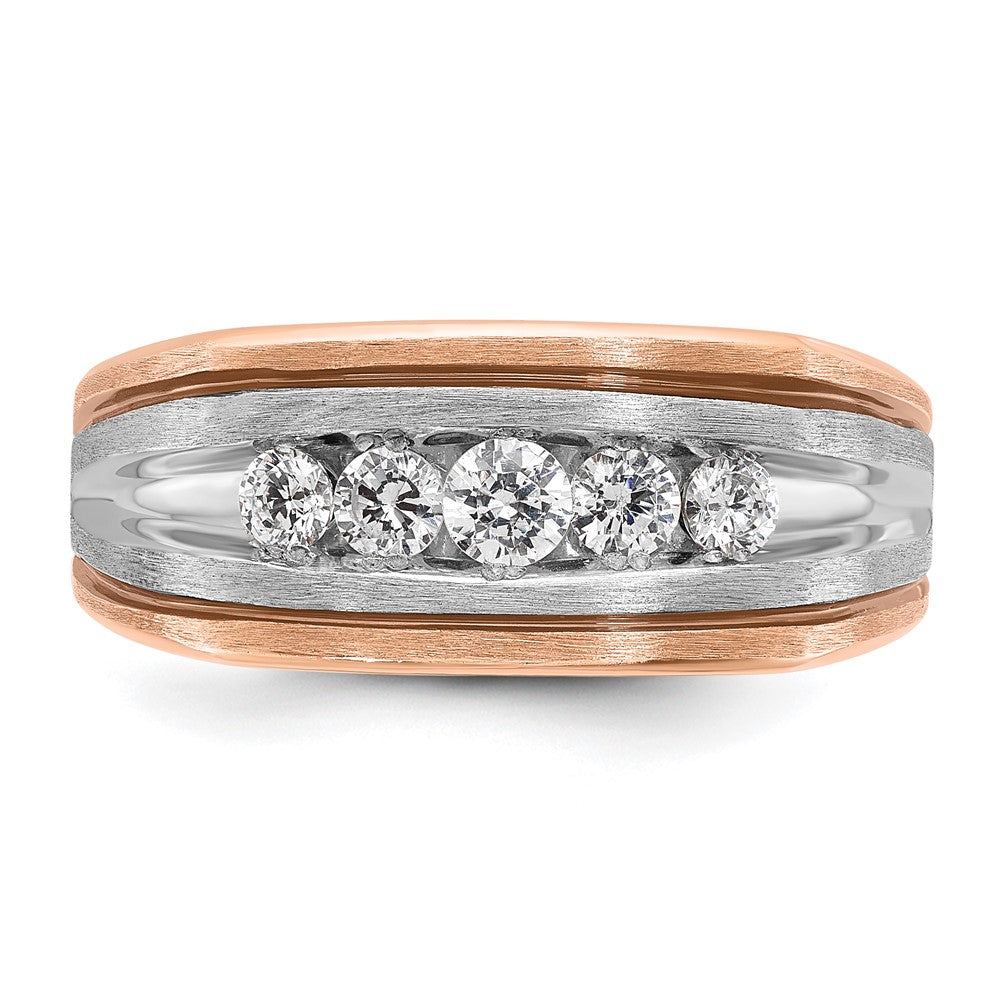 14k White/Rose Gold IBGoodman Men's Polished/Satin 5-Stone Ring Mtg