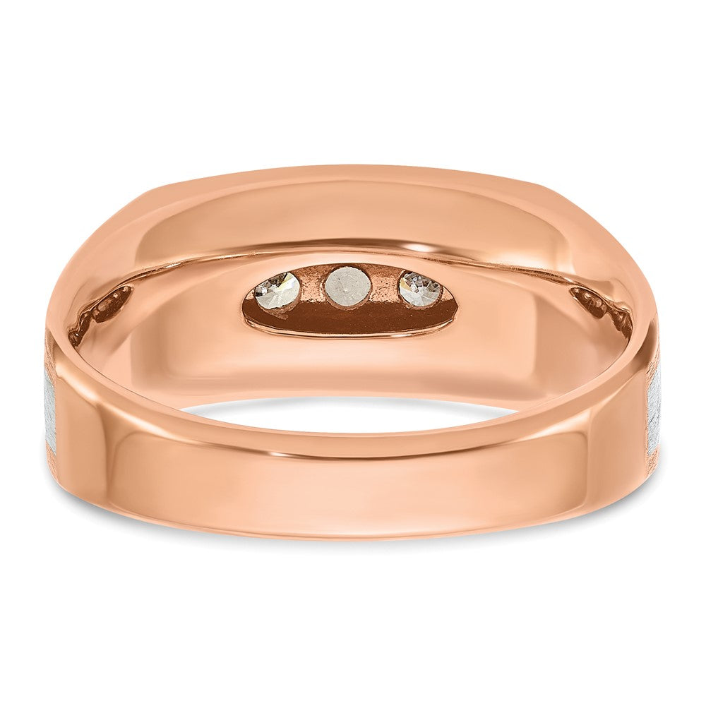 14k White/Rose Gold w/Black RH IBGoodman Men's Satin 5-Stone Dia Ring