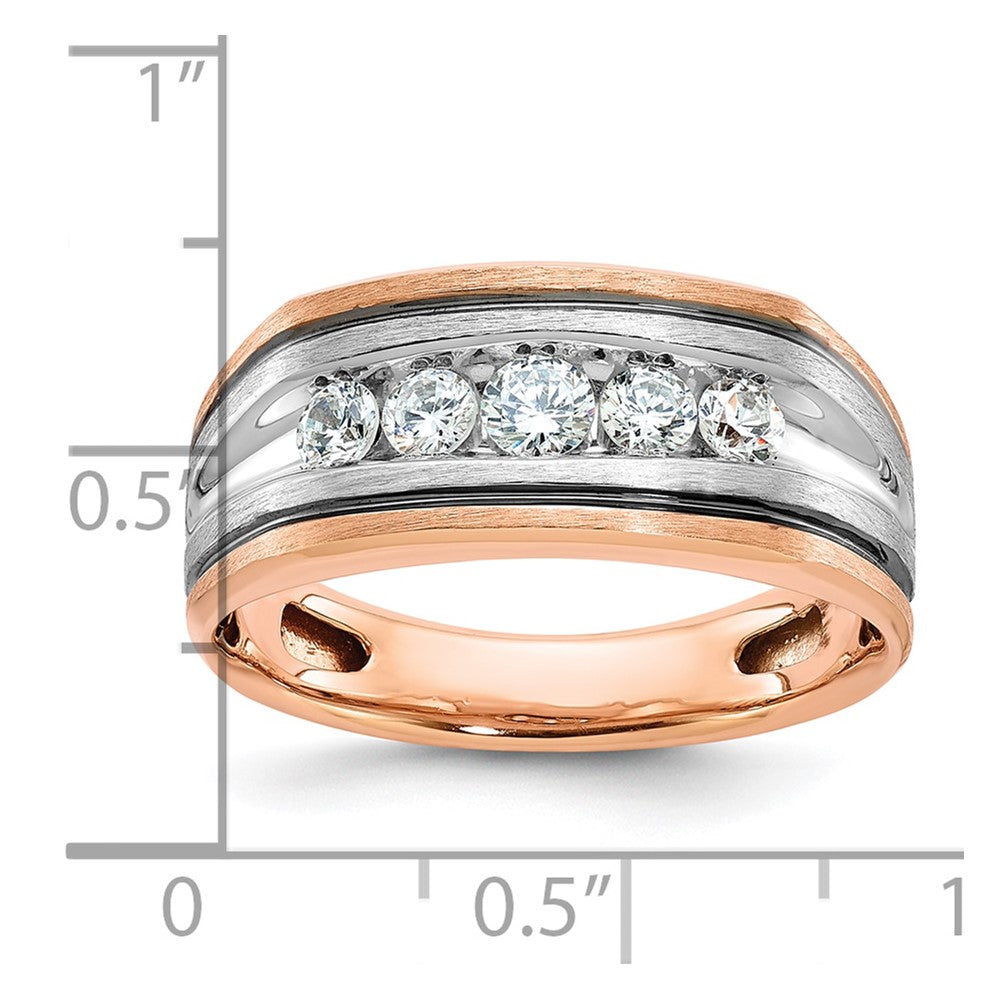 14k White/Rose Gold IBGoodman Men's Polished/Satin 5-Stone Ring Mtg