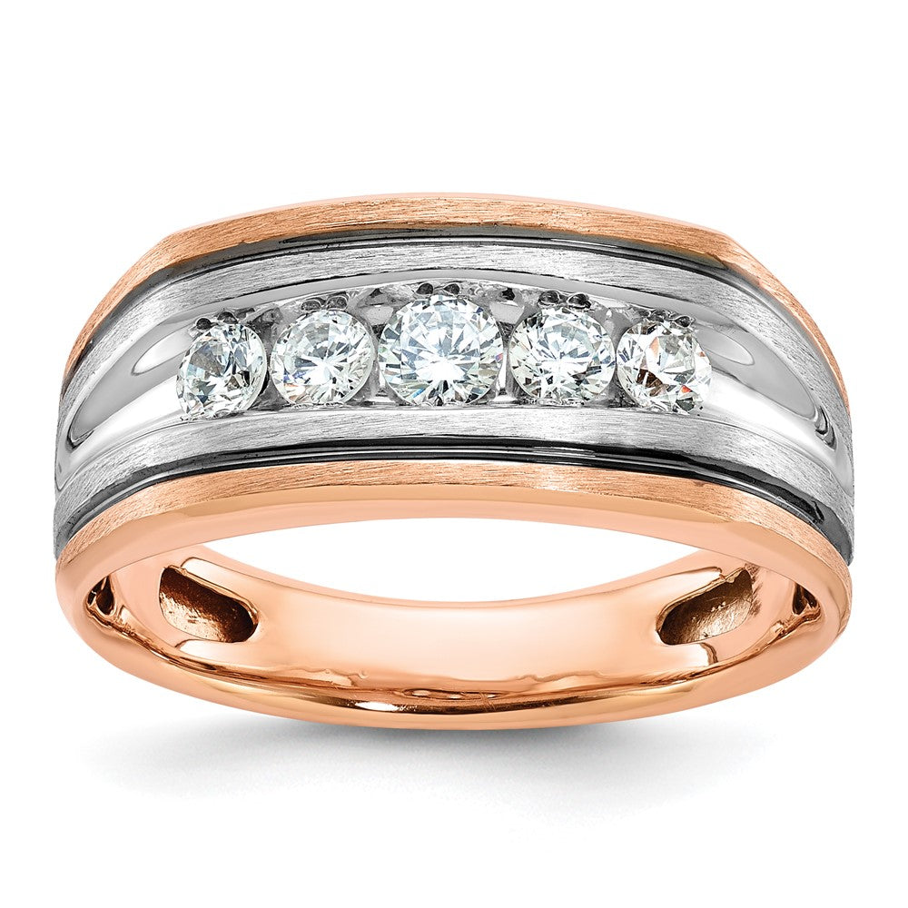 14k White/Rose Gold IBGoodman Men's Polished/Satin 5-Stone Ring Mtg