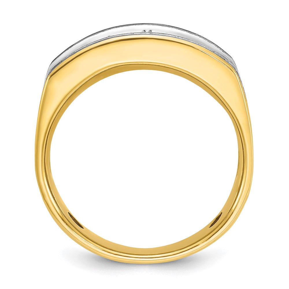 14k Two-tone IBGoodman Men's Polished Satin & Grooved Ring Mounting