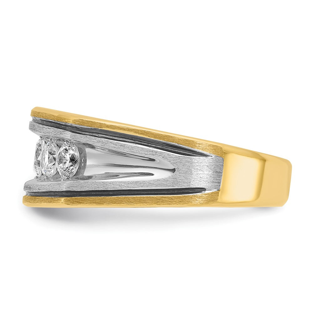 14k Two-tone IBGoodman Men's Polished Satin & Grooved Ring Mounting