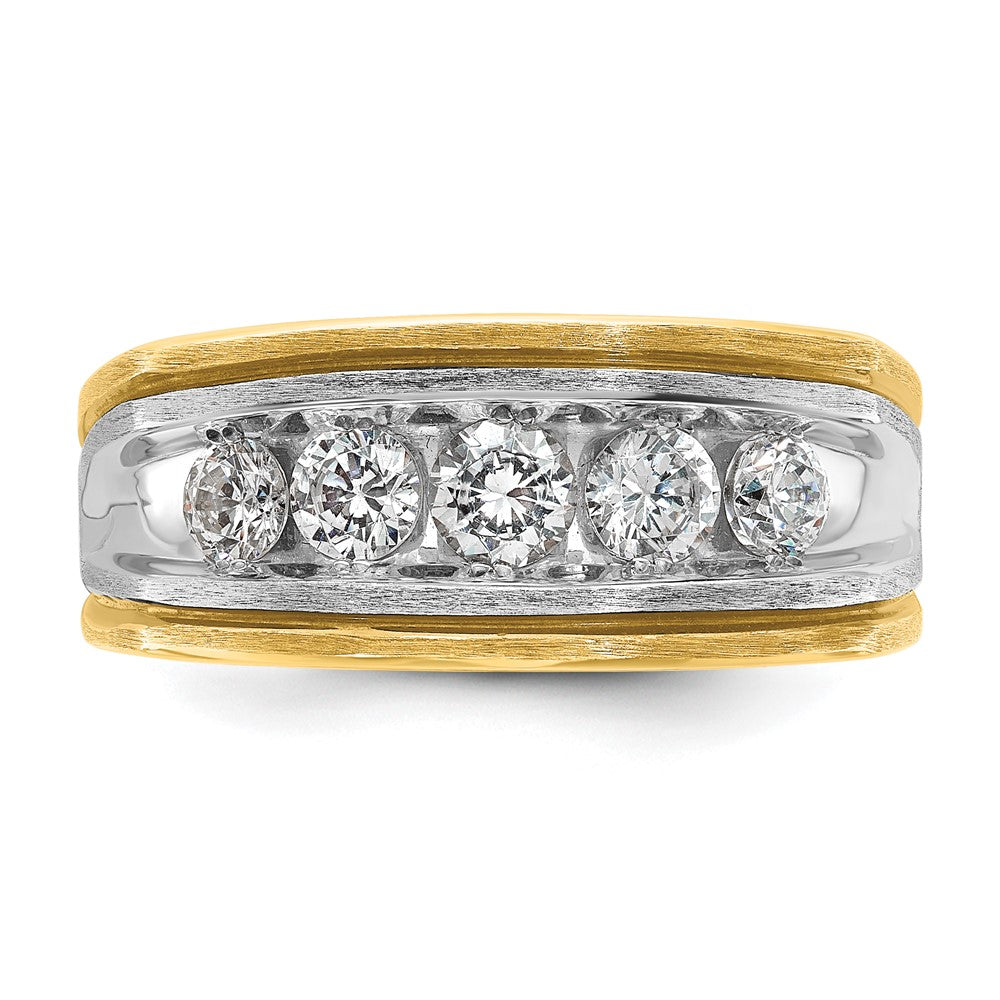 14k Two-tone IBGoodman Men's Polished Satin & Grooved Ring Mounting