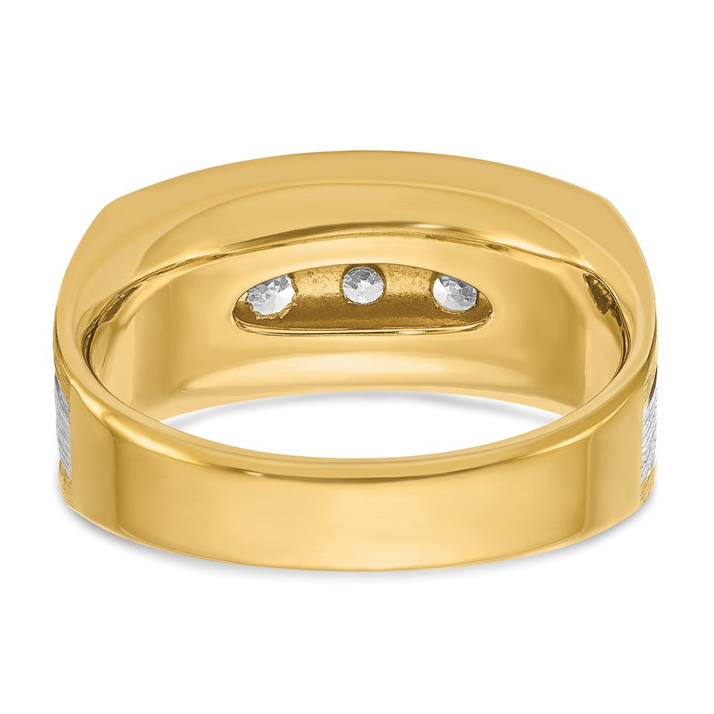 14k Two-tone IBGoodman Men's Polished Satin & Grooved Ring Mounting
