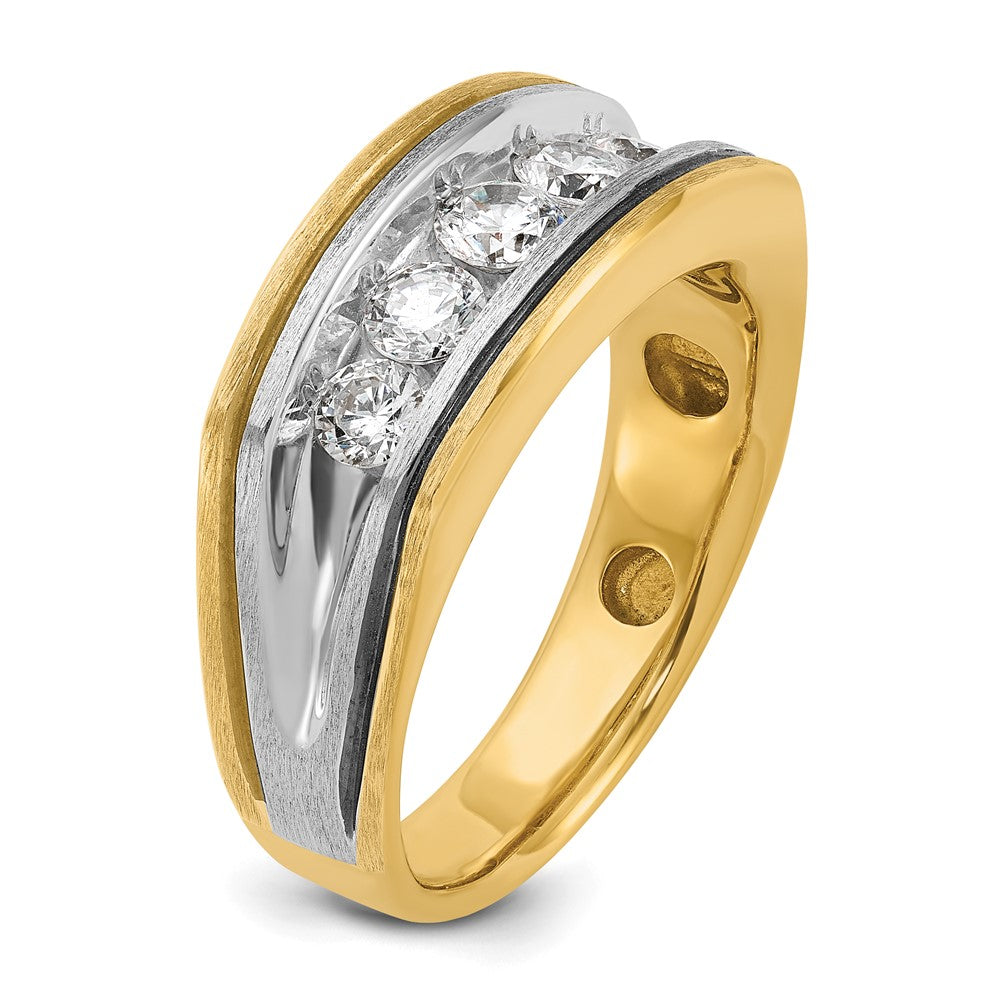 14k Two-tone IBGoodman Men's Polished Satin & Grooved Ring Mounting