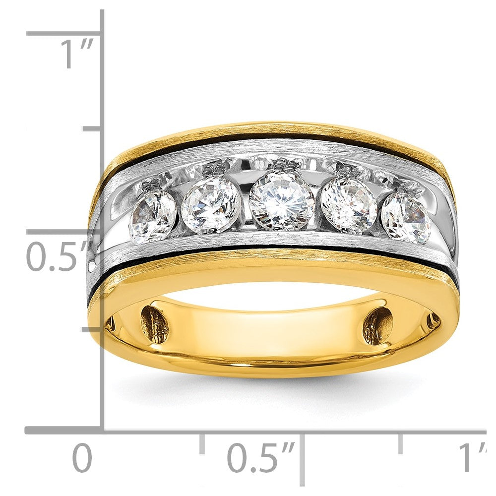 14k Two-tone IBGoodman Men's Polished Satin & Grooved Ring Mounting