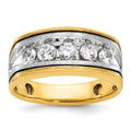 14k Two-tone IBGoodman Men's Polished Satin & Grooved Ring Mounting